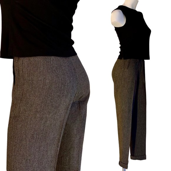 French designer Cinoche high-waisted split hem pleated trousers FR 38_US 4 - Picture 4 of 11